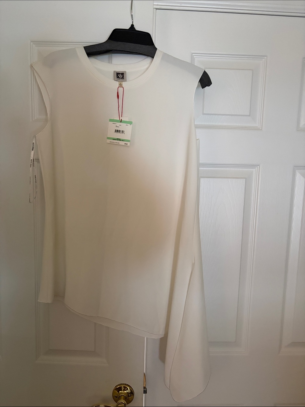Anne Klein White Asymmetric Sleeveless Top